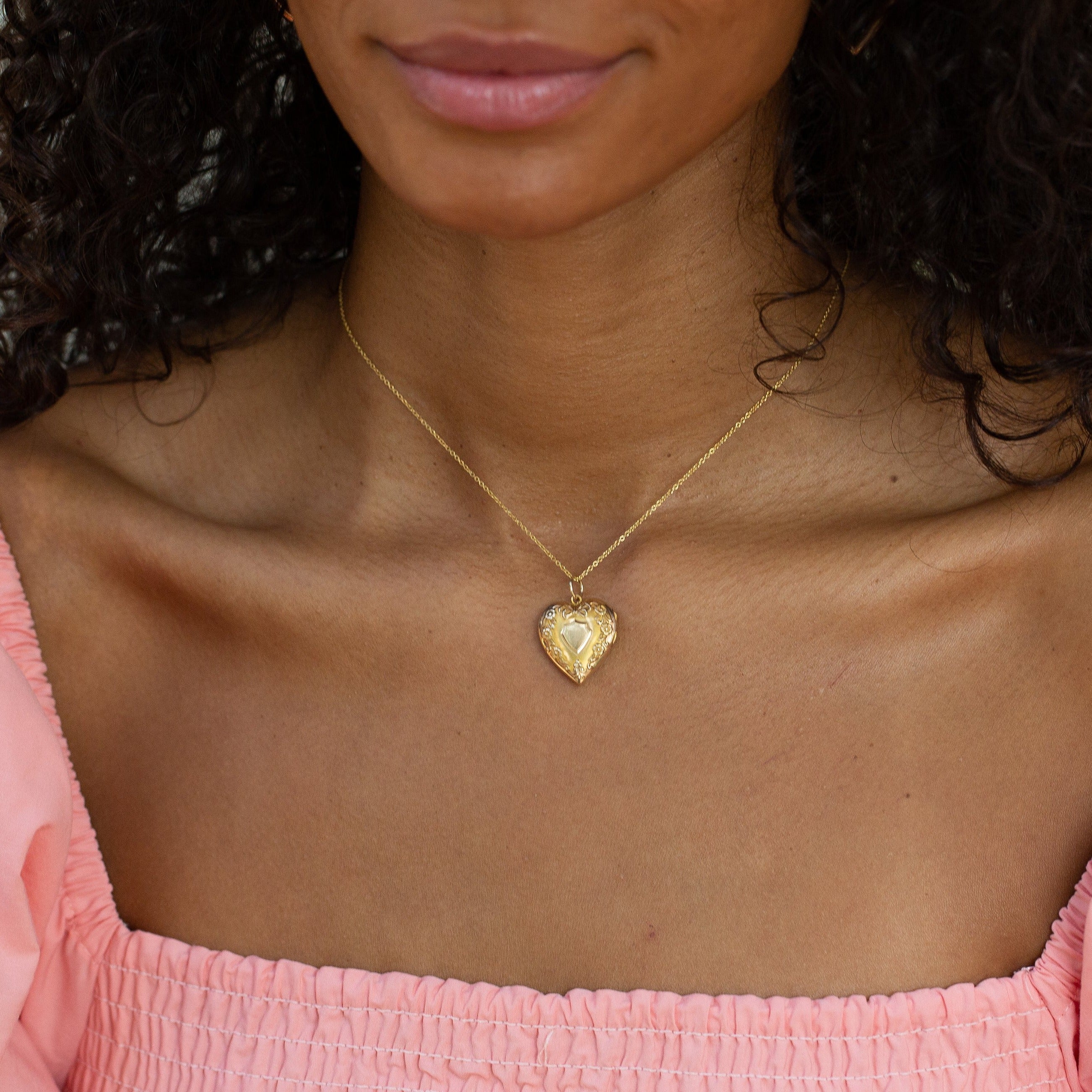 Heart and Garland 10k Gold Locket