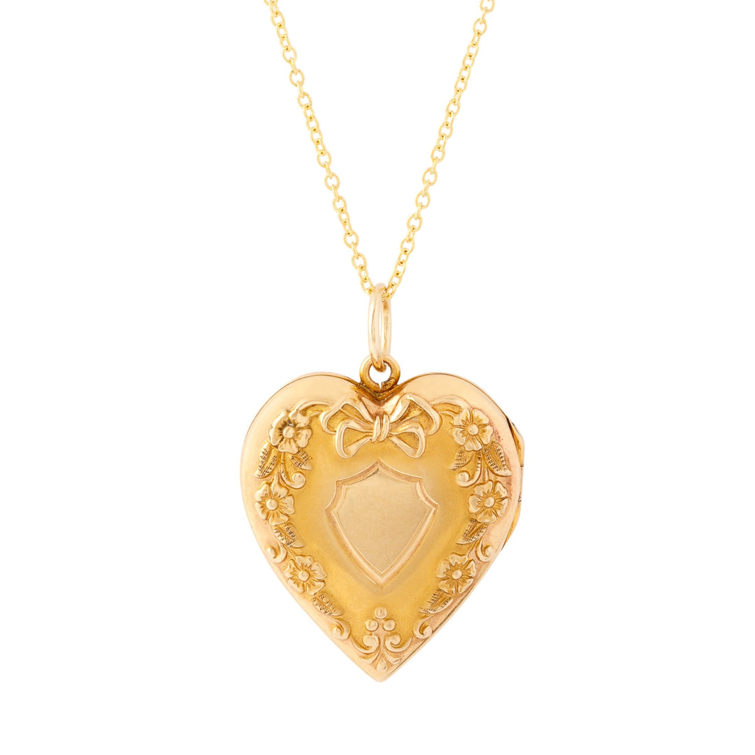 Heart and Garland 10k Gold Locket