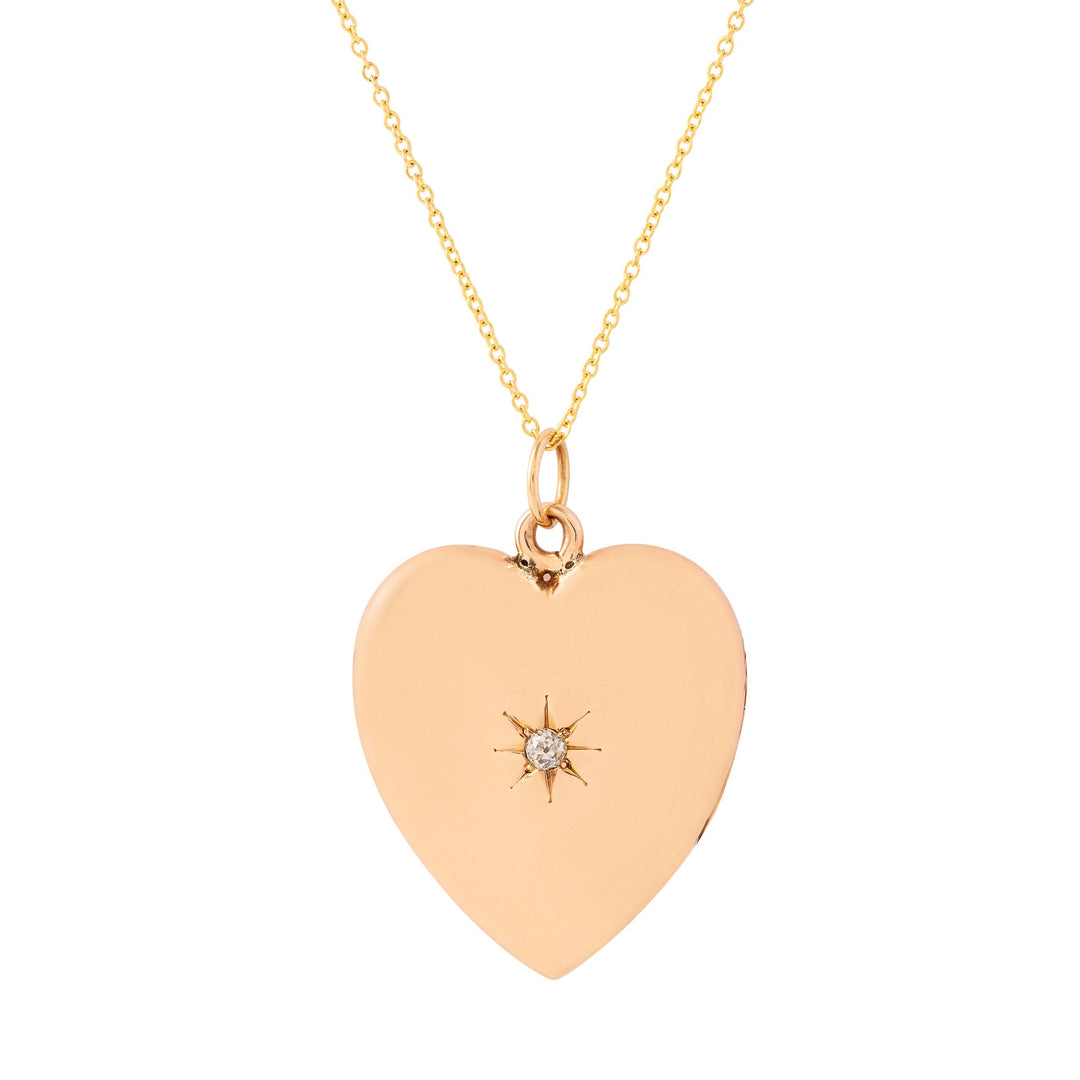 Victorian Heart and Diamond Starburst 12k Gold Locket