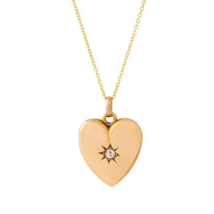 Victorian Diamond Starburst and 12K Gold Heart Locket