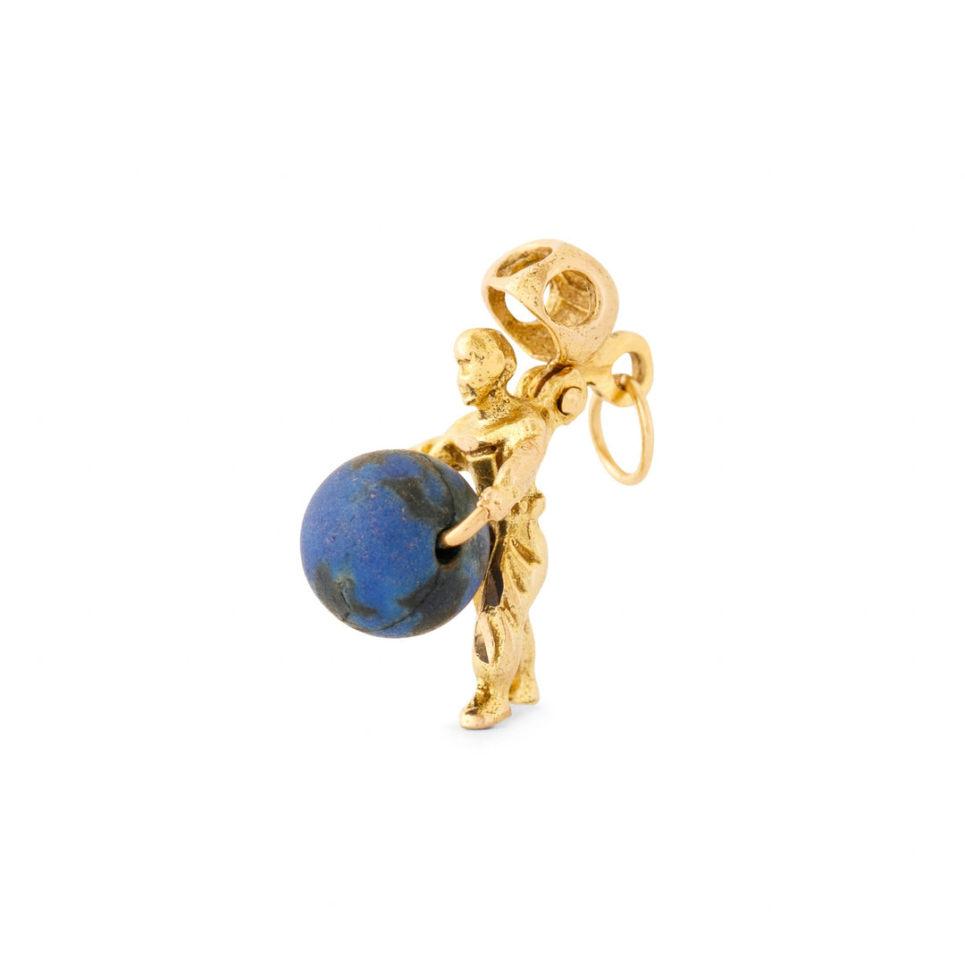 Movable Astronaut 9K Gold And Lapis Charm