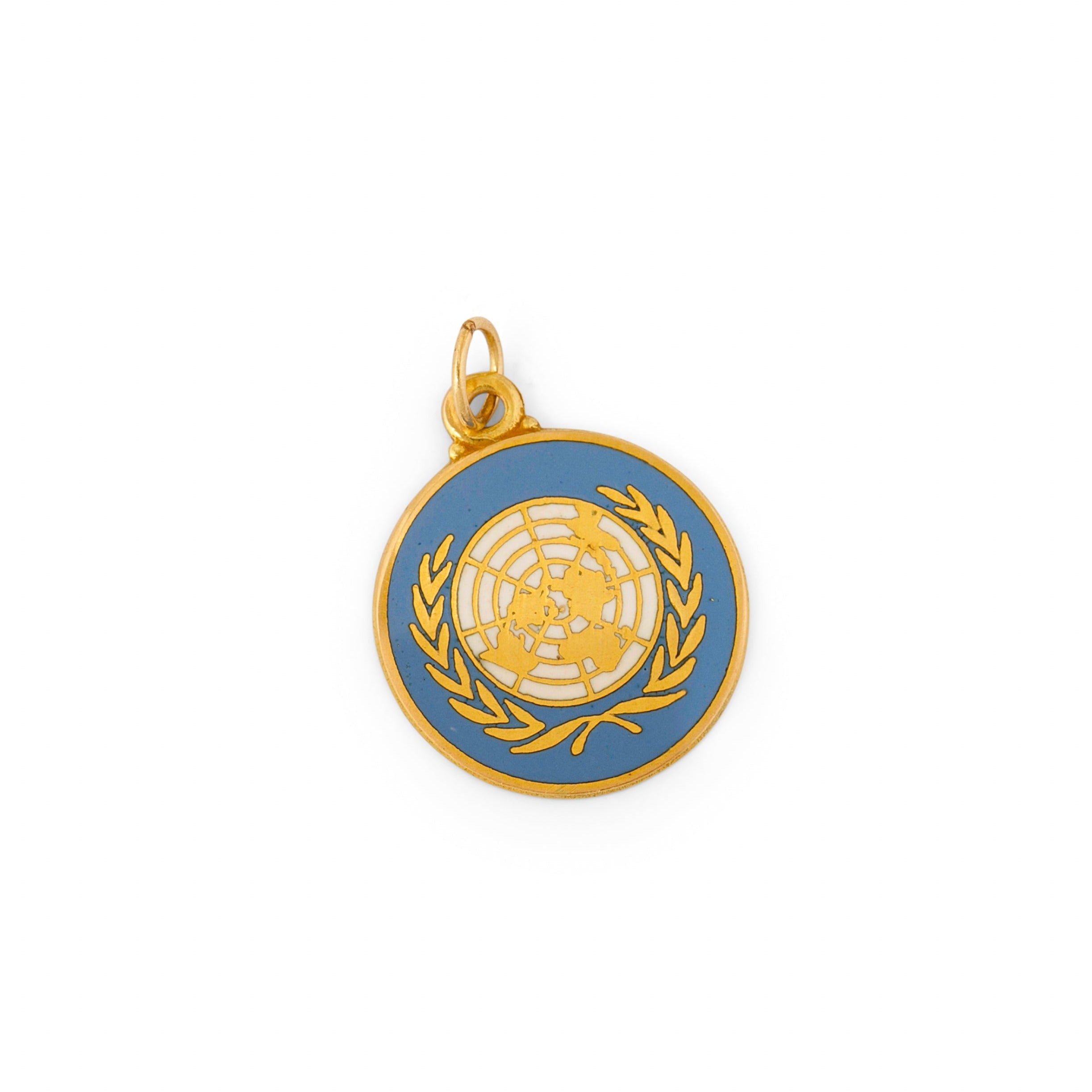Flag of the United Nations Enamel and 14K Gold Charm
