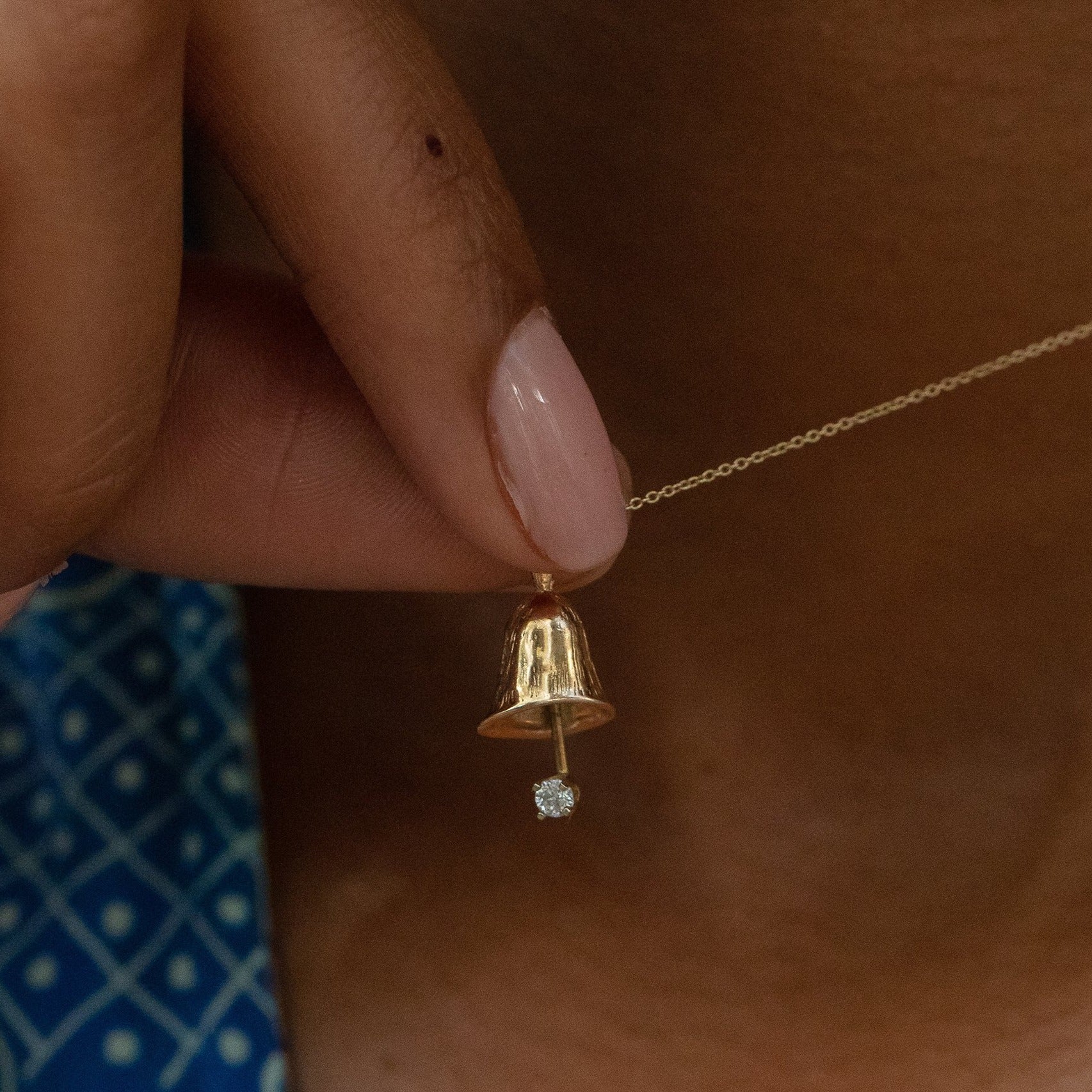 Diamond and 14k Gold Bell Charm