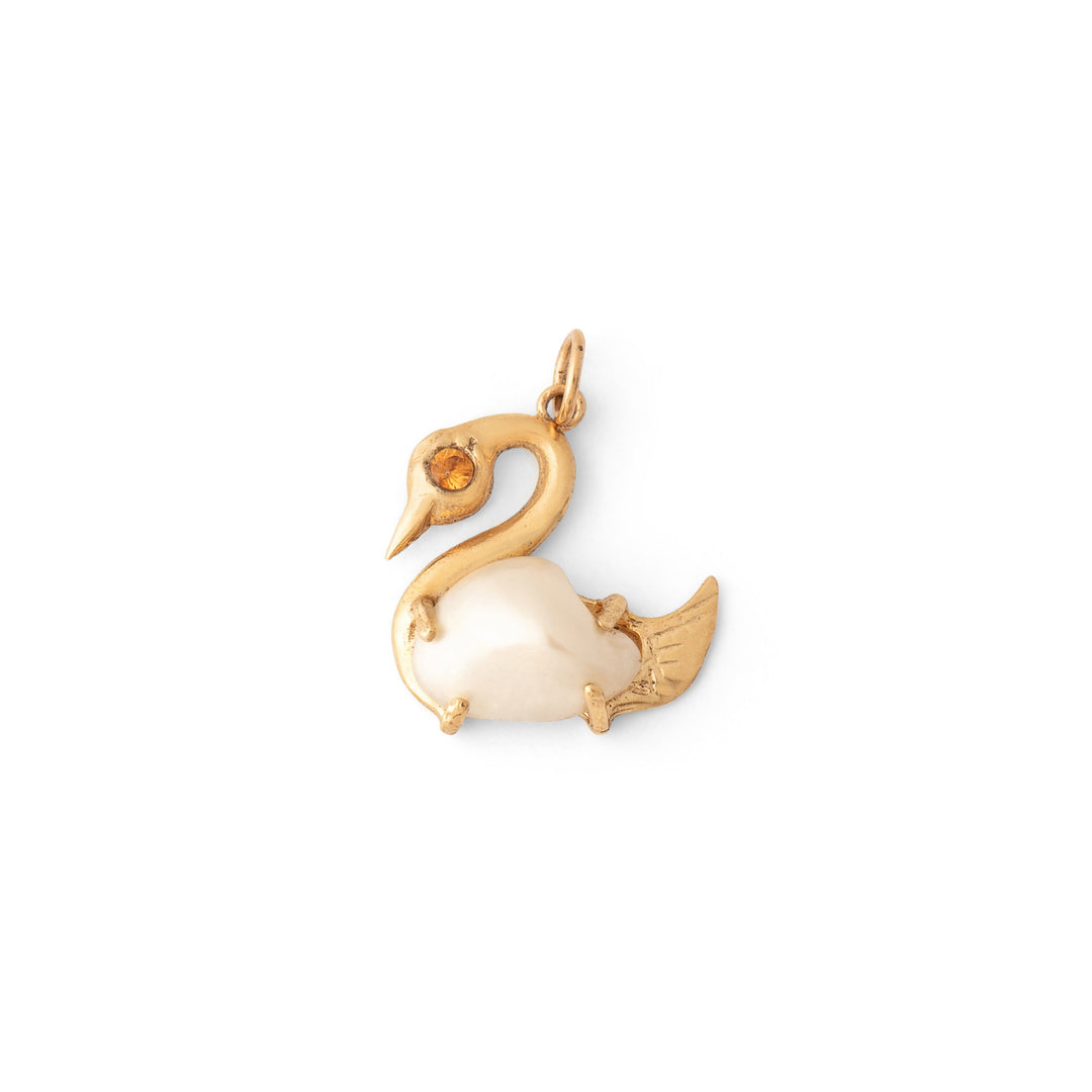 Swan 14k Gold and Citrine Charm