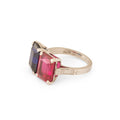 Art Deco Synthetic Sapphire and Ruby Twin Platinum Ring