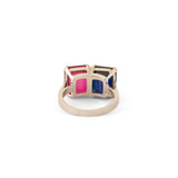 Art Deco Synthetic Sapphire and Ruby Twin Platinum Ring