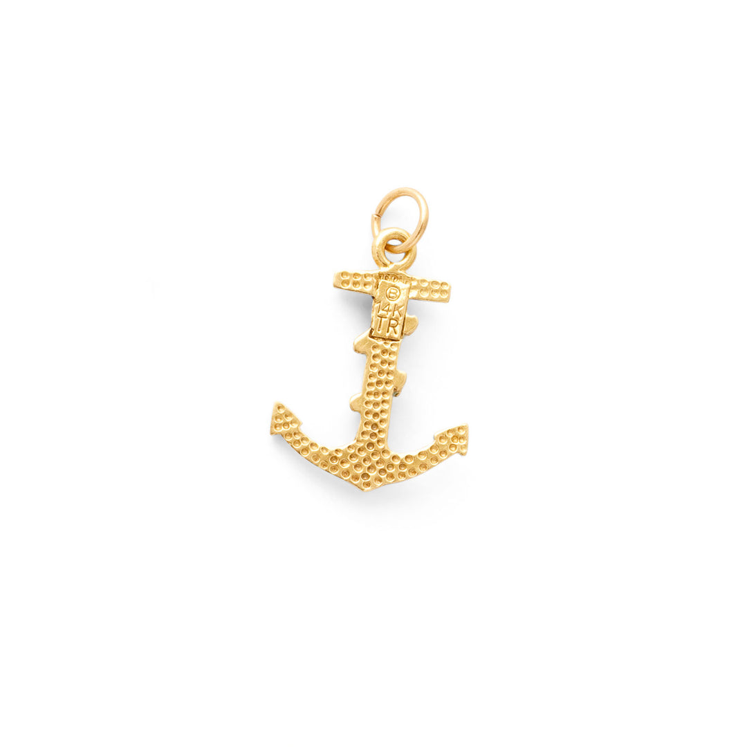 Enamel and 14K Gold Anchor Charm