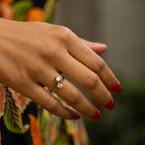 Old European Cut Diamond and 18k Gold Bypass Ring