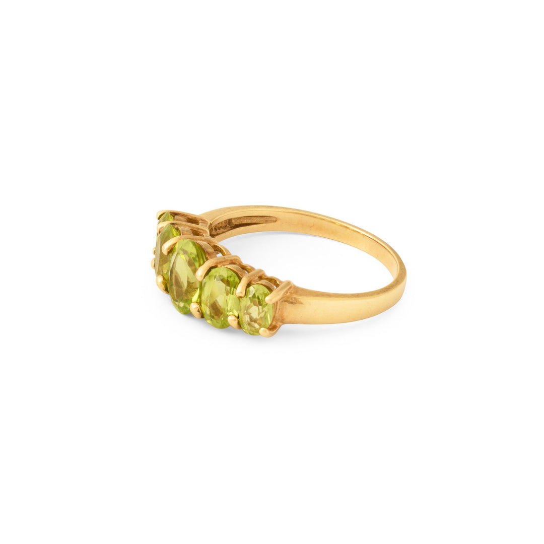 Peridot Five-Stone 14k Gold Ring