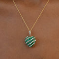 Victorian Pavé Emerald, Pearl, and 15K Gold Heart Pendant