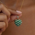 Victorian Pavé Emerald, Pearl, and 15K Gold Heart Pendant