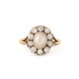 Victorian Pearl, Diamond, and 14K Gold Cluster Ring