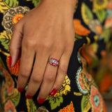 Victorian Ruby, Rose Cut Diamond, and 18K Gold Ring
