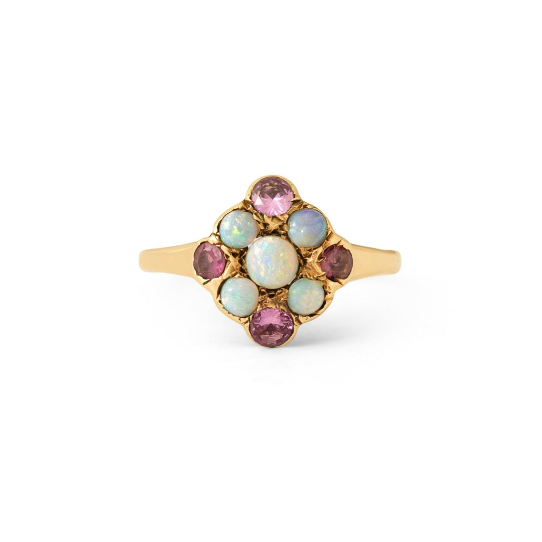 Opal and Garnet 14k Gold Ring