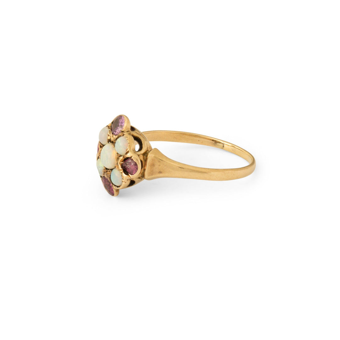 Opal and Garnet 14k Gold Ring