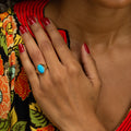 Blue Turquoise and 14k Gold Ring