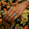Blue Turquoise and 14k Gold Ring