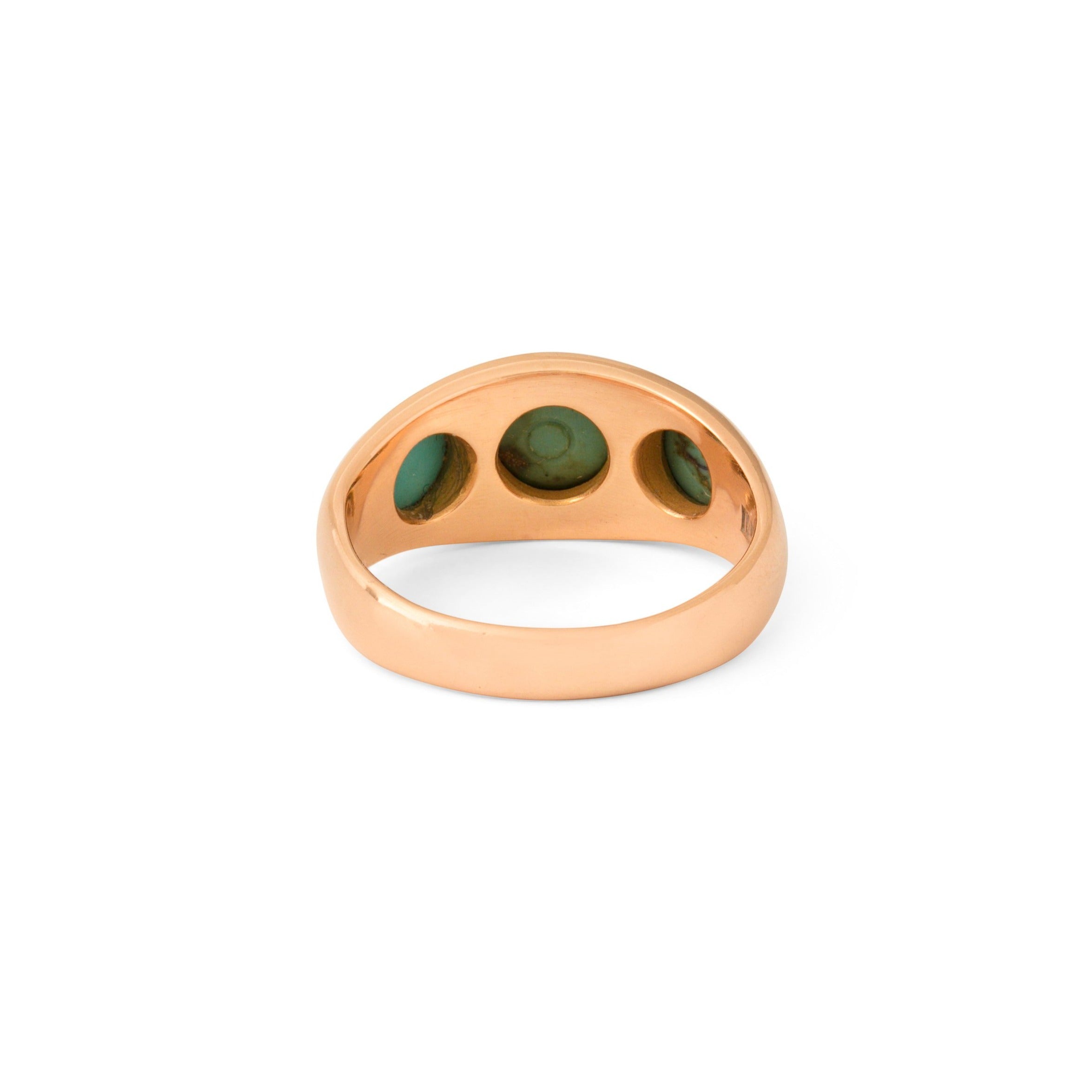 Three-Stone Turquoise and 14k Rose Gold Gypsy Ring