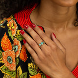 Three-Stone Turquoise and 14k Rose Gold Gypsy Ring