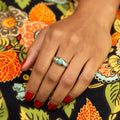 Three-Stone Turquoise and 14k Rose Gold Gypsy Ring