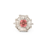 Mid-Century Pink Tourmaline, Diamond, and Platinum Ballerina Ring