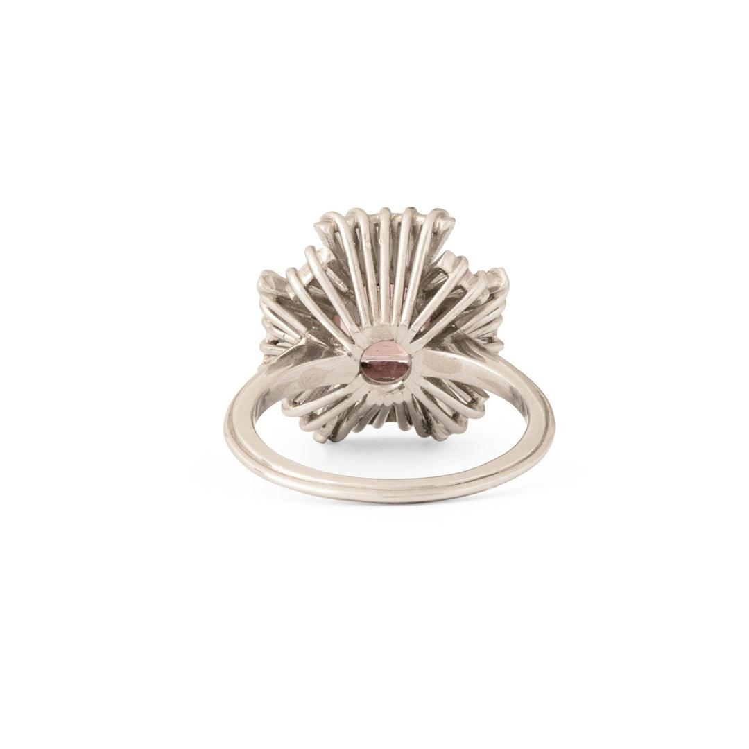 Mid-Century Pink Tourmaline, Diamond, and Platinum Ballerina Ring