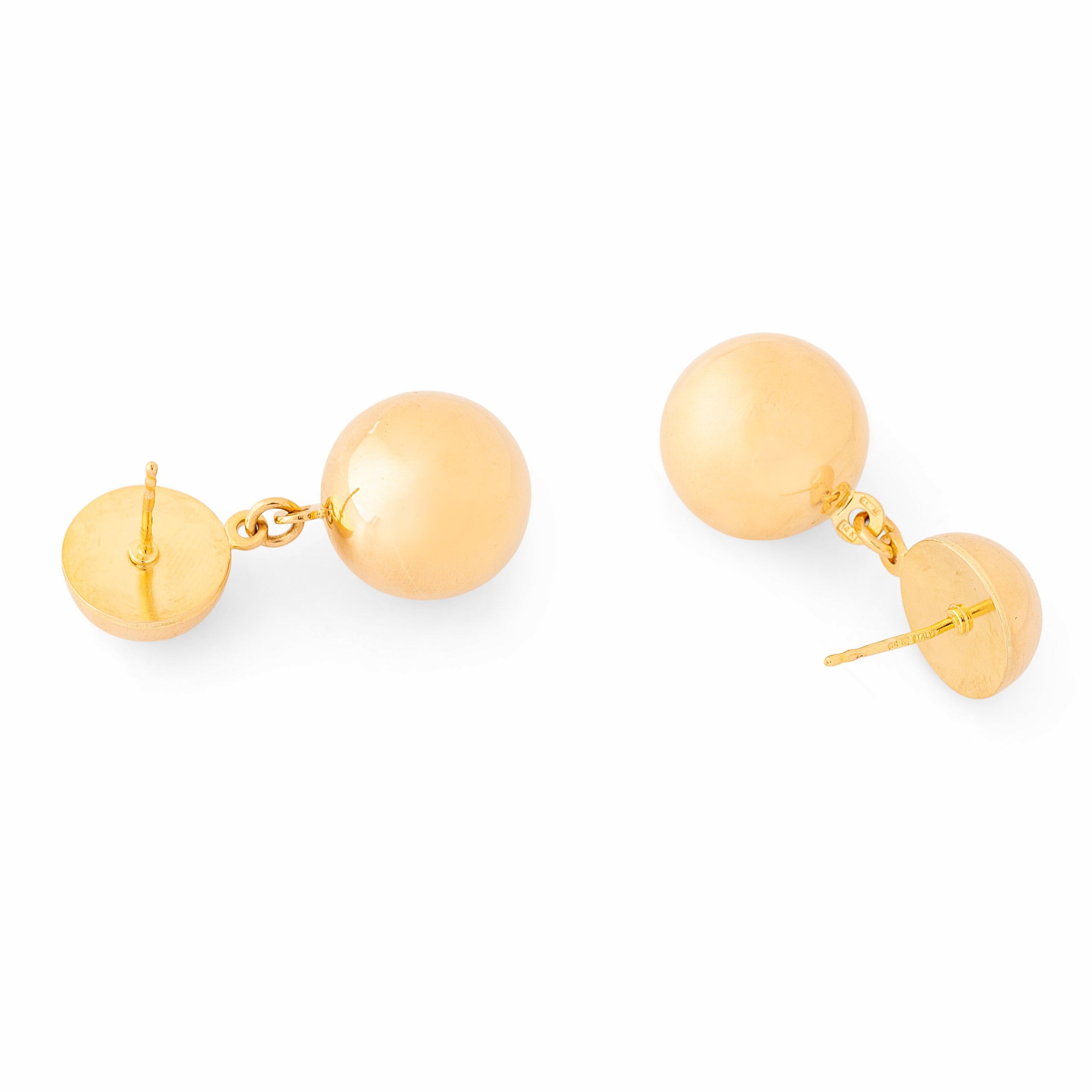 Italian Double Ball 14k Gold Earrings