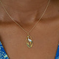 Enamel Stork and 18K Gold Charm