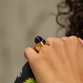 Swedish Amethyst Sugarloaf and 18k Gold Ring