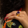 Swedish Amethyst Sugarloaf and 18k Gold Ring