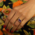 Amethyst Half Moon 9k Gold Ring