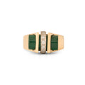 Mid-Century Malachite and Diamond 14k Gold Ring