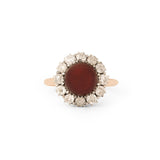 Victorian Garnet and Old Mine Cut Diamond Cluster Ring