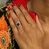 Victorian Garnet and Old Mine Cut Diamond Cluster Ring