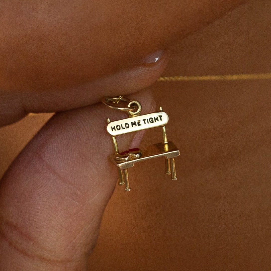 Lover's Bench 14k Yellow Gold and Enamel Charm