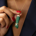 Nephrite and 12K Gold Figa Charm with Diamond Bracelet