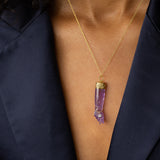 Amethyst and 14K Gold Figa Charm with Diamond Bracelet