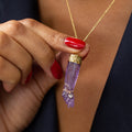 Amethyst and 14K Gold Figa Charm with Diamond Bracelet