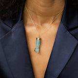 Green Chalcedony and 18K Gold Figa Charm