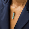 Green Chalcedony and 18K Gold Figa Charm