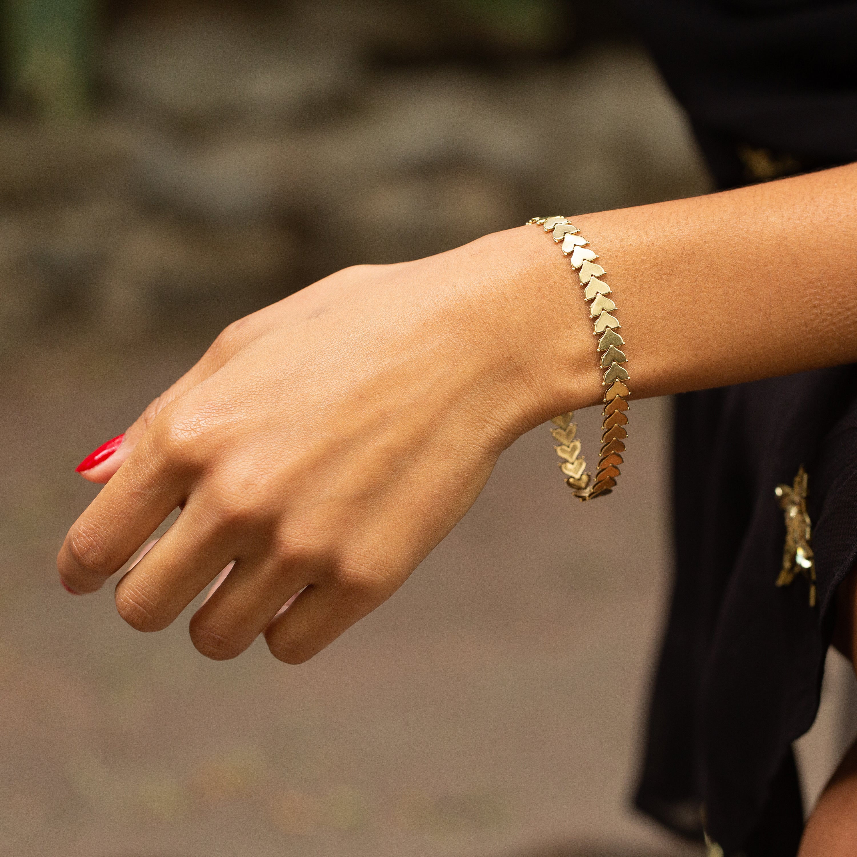 Italian Heart Link 14k Gold Bracelet