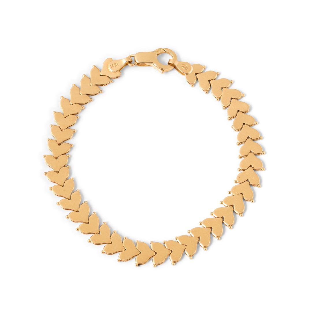 Italian Heart Link 14k Gold Bracelet
