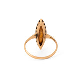 Turquoise and Pearl Navette 10k Gold Ring