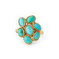 English Turquoise Cluster and 9k Gold Ring