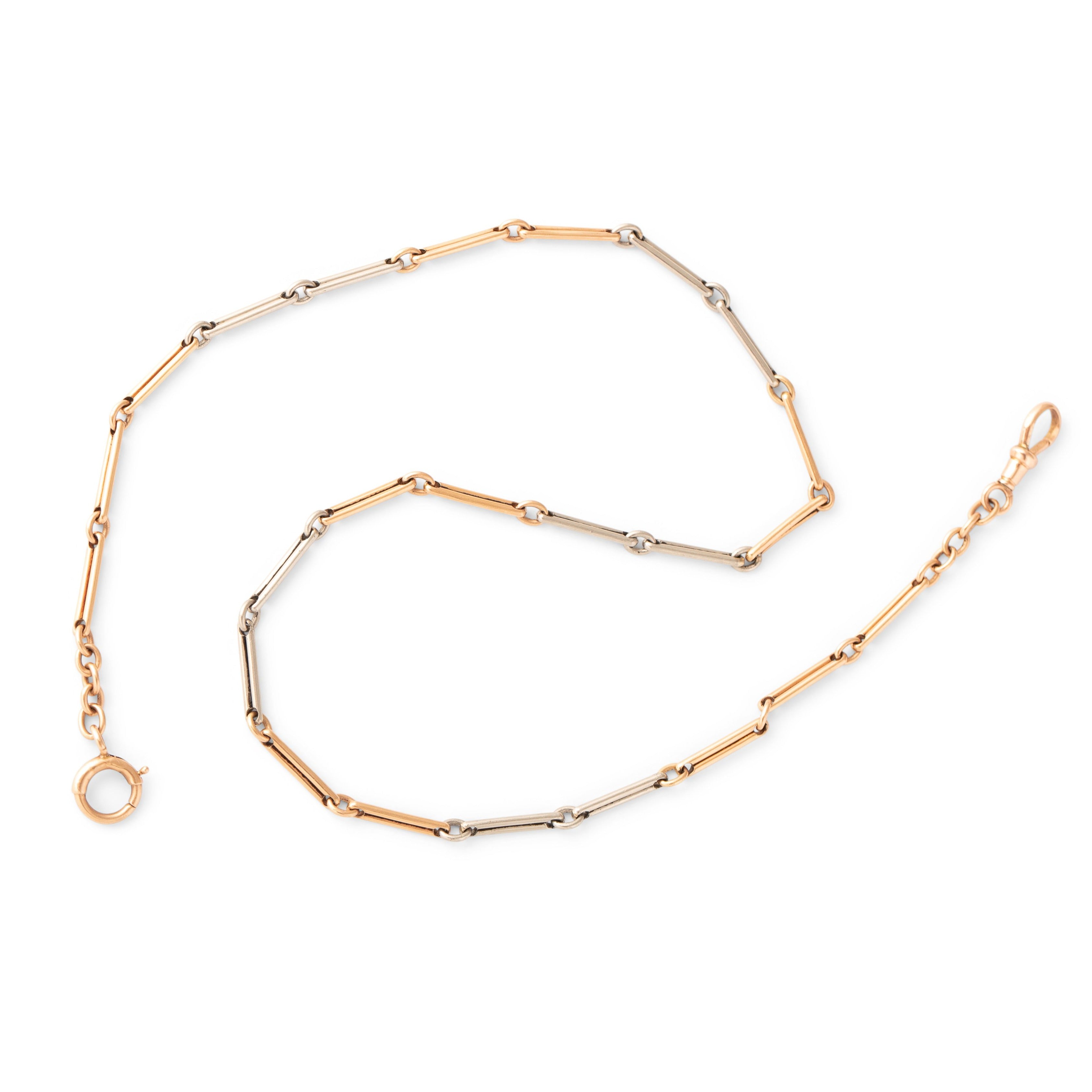 Platinum and 14K Rose Gold Choker 14" Chain Necklace