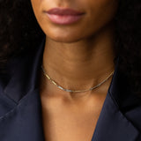 Platinum and 14K Rose Gold Choker 14" Chain Necklace