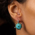 Victorian Turquoise Pavé and Old Mine Cut Diamond Drop Earrings