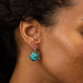 Victorian Turquoise Pavé and Old Mine Cut Diamond Drop Earrings