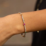 Diamond, Multi-Stone, Platinum, and 14k Gold Line Bracelet