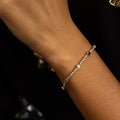 Diamond, Multi-Stone, Platinum, and 14k Gold Line Bracelet